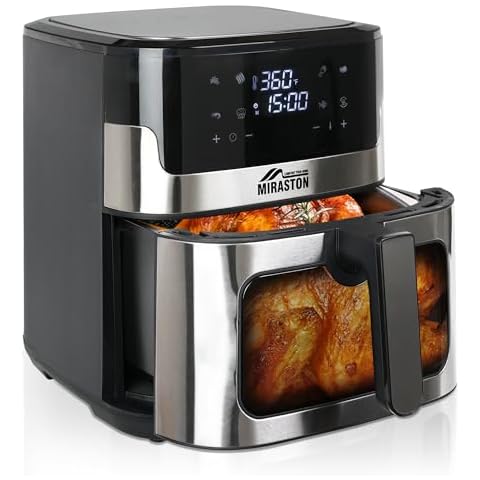 MIRASTON 8.5Quart Air Fryer, upgraded large capacity suitable for 5-6 people, Smart touch screen for easy operation with 8 preset functions, non-stick coating for easy cleaning Cover