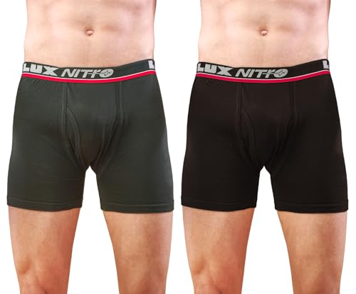 Image of Lux Nitro Men's Long Trunk | 100% Combed Cotton | Super Soft Outer Waistband | Breathable & Long-Lasting Comfort Pack of 2
