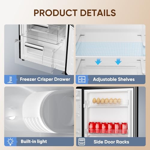 Upstreman 7.1 Cu.Ft Refrigerator With Bottom Freezer, Apartment Fridge With Freezer, Energy-Efficient, Large Capacity, Adjustable Thermostat, Refrigerator For Apartment, Kitchen, Dorm(Bm71) on Fridge.com - View 6