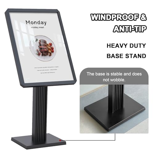 Wytrzymały stojak na szyldy, rama do ekspozycji plakatów 50x70 cm ze stabilną podstawą, otwierana zatrzaskowo konstrukcja do użytku wewnątrz i na zewnątrz, konstrukcja ze stopu aluminium w kolorze s