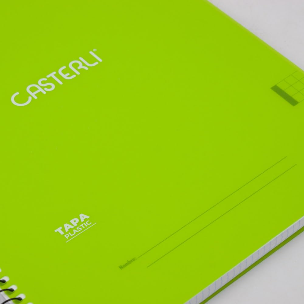 Casterli Cuaderno A4 con Espiral, Tapa Plástica Translúcido, Papel 90g Cuadriculado – Resistente y Profesional (8, Surt-2)