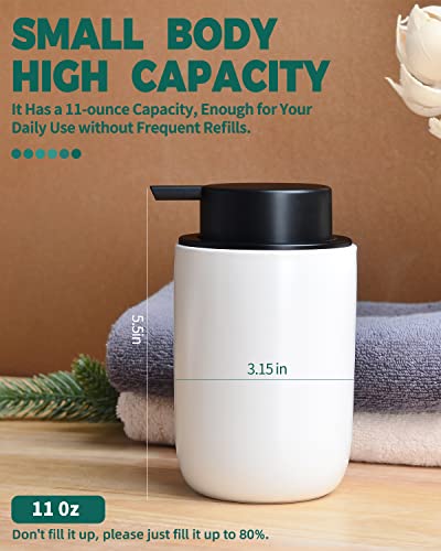 Image of BosilunLlife Lotion Pump Dispenser - Bathroom Soap Dispenser White Kitchen Dish Soap Ceramic Small Liquid Soap Dispenser for Bathroom Lotion Hand Pump Dispenser