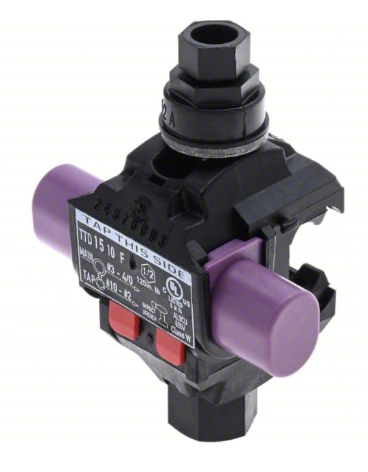 Morris 96108 Insulated Piercing Connector, Main 4/0-3 AWG, Tap 2-10 AWG, Aluminum/Copper, 600V (1 Unit)