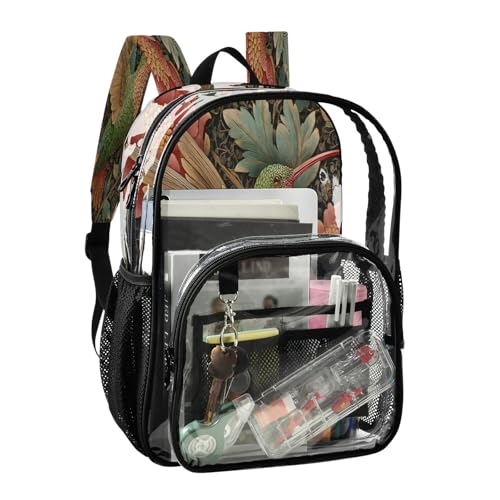 Hummingbird Clear Backpack - Stadium Approved Large 15.7-inch Waterproof Transparent Bag for Sports, Concerts, Work, Travel#4692
