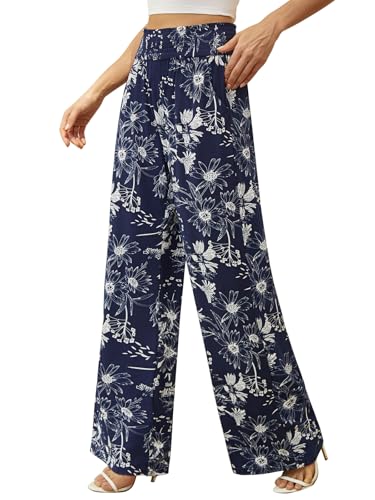 QIANXIZHAN Women's Boho Pants, Wide Leg High Waist Harem Pants Hippie Yoga Clothes with Pockets