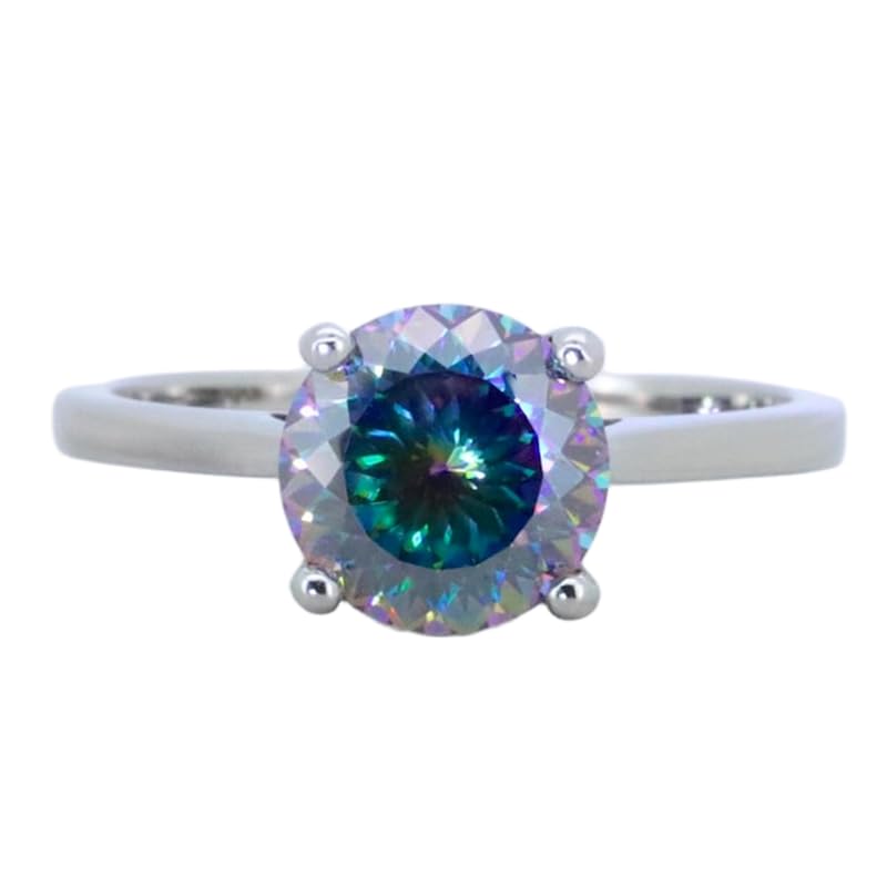 Bague moissanite arc-en-ciel en argent 925 de prestige éternel