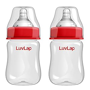 LuvLap Anti-Colic Wide Neck Natura Flo Baby Feeding Bottle, 150ml (Pack of 2), New Born / Infants / Toddler Upto 3 Years, BPA Free