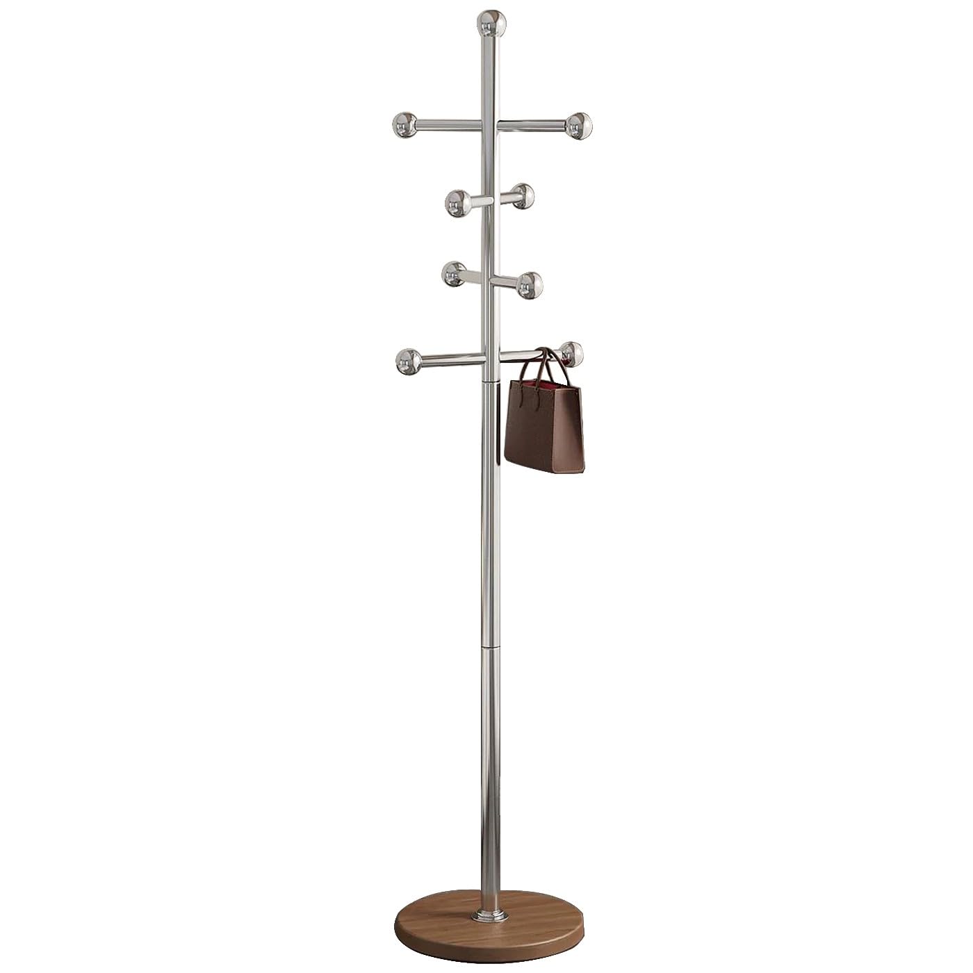 aoiuaoeniu Metal Coat Stand, Coat Rack Freestanding with Stable Base and 8 Hooks, Clothes Organiser for Clothes, Coat Stands for Hallway, Easy Assembly, for Small Space : 30x30x180CM