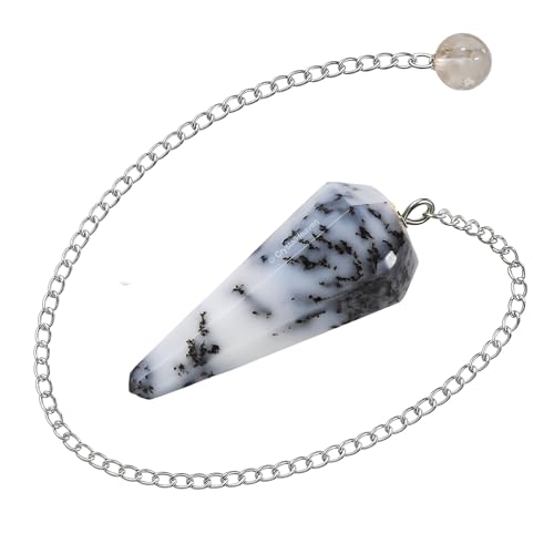 Image of Dendrite Opal Pendulum Dowsing Tool - Natural Crystal Pendulum for Spiritual Guidance - Premium Dowser Pendulum for Accurate Divination and Energy Healing - Perfect for Energy Healing and Chakra Balancing - Handcrafted with Precision and Elegance