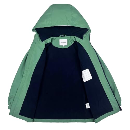 Image of Boys Girls Rain Jackets Waterproof Hooded Fleece Raincoats Lightweight Windbreakers for Kids