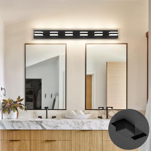 Image of SOLFART 5 Color Temperature Adjustable Modern Vanity Light6 Lights Black Bathroom Light FixturesIndoor LED Bar Lighting 5 Color Temperature Adjustable 5CCT ETL Listed