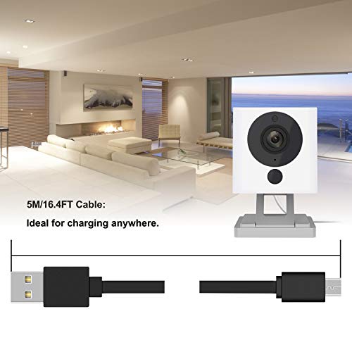 Fastsnail 16.4Ft Extension Flat Charging Cable And Data Sync Cord For Ps4/For Xbox One Controllers, For Kindle Fire, For Android, Usb To Micro Usb Cable Compatible With Wyzecam, For Wyzecam V3, Etc. #TOP3