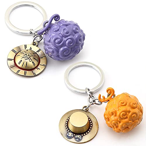 UZSXHJ 2PCS Llavero de una Pieza, Llavero de Luffy De Anime, Llavero de Metal, Colgante de Personaje...