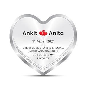 Precious Moments Personalised Heart Silver Coin 10Gram | 20Gram | 50Gram | Newly Married & Happy Anniversary, BIS Hallmarked 999 Pure by ACPL 4 41z0NqvWLaL. SL500 . SS300