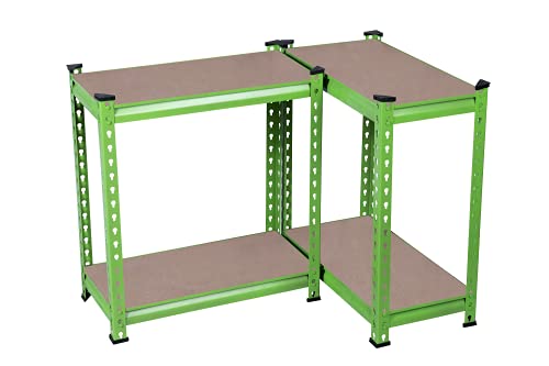 Image of STAR WORK Metal Shelving Unit Adjustable Garage Storage Utility Rack Shelves Multipurpose Shelf Warehouse Basement Kitchen Living Room Pantry (Green, 4 Section (4'6 inchX 2'X 1' FT))