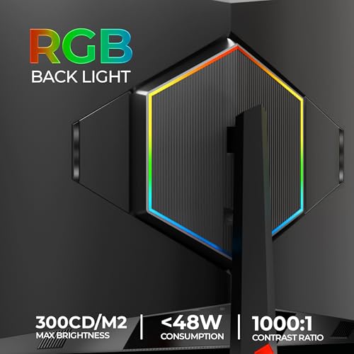 Image of Foxin Phantom Pro 27 inch (68.58 cm) 1500R Curved Gaming Monitor, QHD 2560x1440p, 300Nits, 200Hz, 1ms, Adaptive Sync | sRGB | 2 x DP, 2 x HDMI & AUD Ports | RGB Backlight, Built-in Speakers | Black
