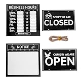 Sewroro ビジネス用営業看板セット 営業中 閉店中表示可能な店舗ドアサイン カフェ レストラン対応の消去可能メッセージ表示看板 1Set