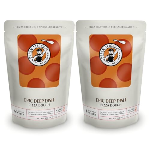 Urban Slicer Pizza Worx - Epic Deep Dish Pizza Dough - At-Home Pizza Making Kit for Authentic Hearty Crust - 13.2 oz. Bags - 2 Pack - Makes 4 Pizzas