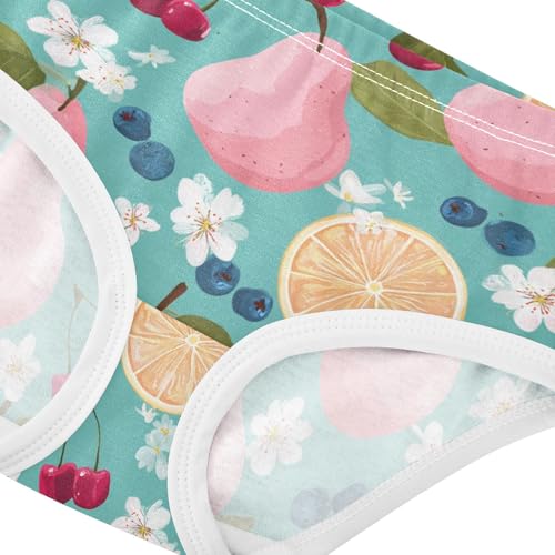 Wusikd Pears Oranges Blueberries Girls' Underwear Cotton Cherry Blossoms Girls Briefs Soft Toddler Underwear 2T4