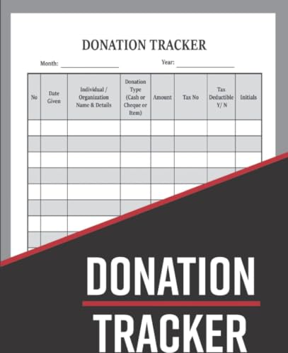 Donation Tracker: Donation Log Book To Record and Track Charitable Donations For Non Profit Organization, Charities and Churches | Financial Book Keeping Donation Book
