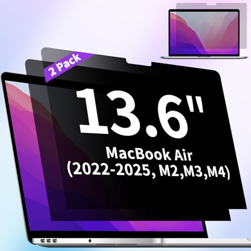 ANTOGOO V 2-Pack Privacy Screen Protector for MacBook Air 13.6 Inch (2022-2025, M2, M3, M4) – Matte Laptop Privacy Screen Anti Blue Light Glare Filter for Models A2681 A3113 A3240
