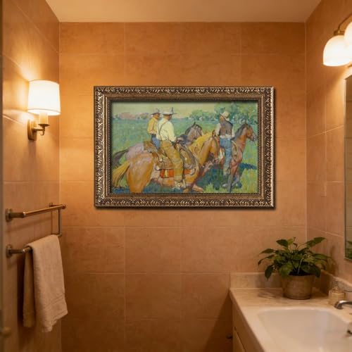 Toile Three Cowboys Maynard Dixon - Décoration Murale Western 61cm