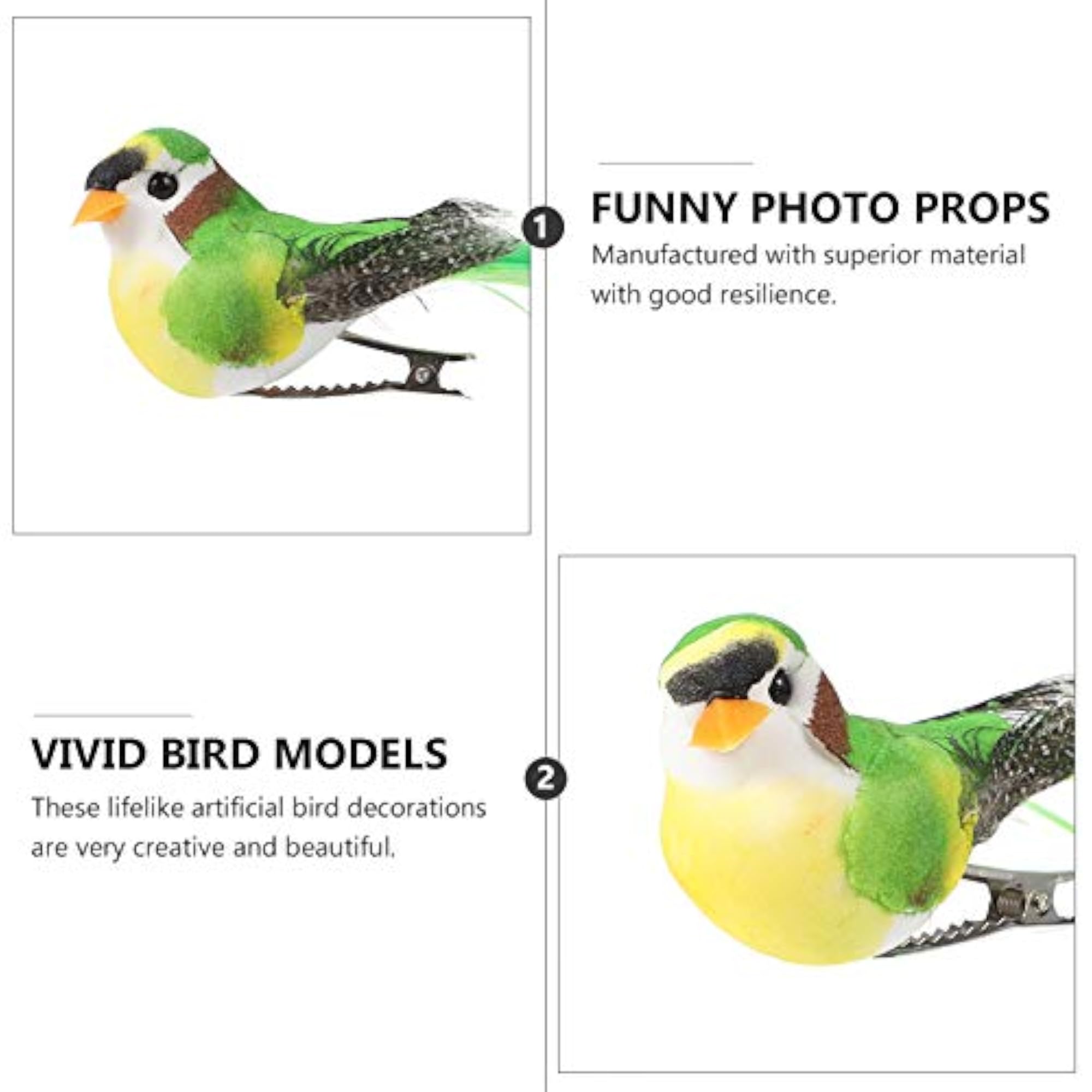12 pcs Artificial Foam Birds Decorative Clip-on Models