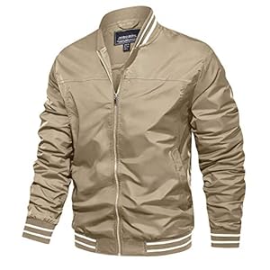 TACVASEN Bomberjack voor heren, vrije tijd, overgangsjas, lichte pilotenjas, opstaande kraag, pilotenjack, herfst, lente…