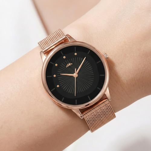 Image of WISEWALKER Women's Analog Wrist Watch for Ladies and Girls | Stylish & Trendy | Rose Gold Stainless Steel Premium Strap | Perfect for Casual, Party & Formal Wear