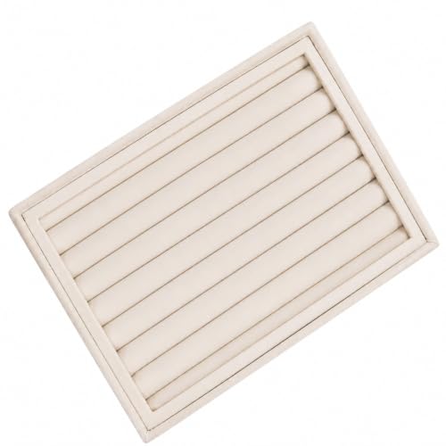 Image of La Trove Stackable Velvet Ring Organizer Tray for Drawer, Cufflinks, Cream