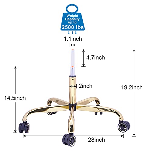 Frassie 28 Inch Office Chair Metal Base Replacement Heavy Duty Computer Chair Base Part With 5 Casters 1 Gas Lift Cylinder #TOP2