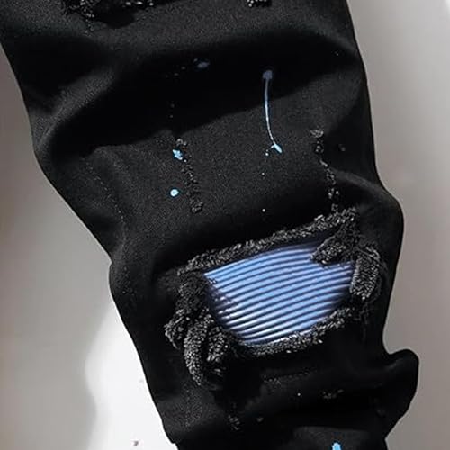 Mens Ripped Jeans Distressed Destroyed Slim Fit Straight Leg Casual Denim Pants4