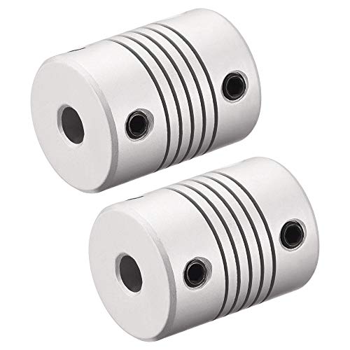 uxcell 5mm to 9mm Aluminum Alloy Shaft Coupling Flexible Coupler Motor Connector Joint L25xD19 Silver,2pcs