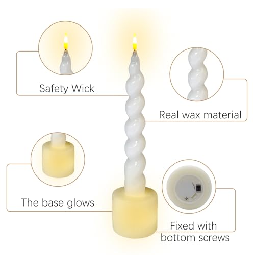 Image of Spiral Taper Candle LED Candlesticks, 7.5 Inch Flameless Tapered Candles Battery Candle Sticks Remote Twisted Candlestick for Dinner Holiday Wedding Party Housewarming-2D