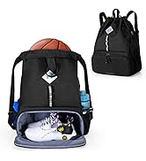 GOBUROS Fußball-Tasche, Fußball-Rucksack mit Kordelzug für Basketball, Volleyball und Fußball, Sp...