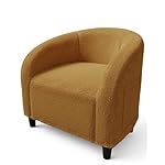 GarveeHome Accent Barrel Chair Boucle Club Chair Furry Sherpa Armchair Suitable for Living Room Bedroom Reception Room Office(Yellow)