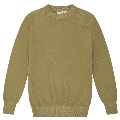 Image of CUNYI Boys Girls Crewneck Sweater Long Sleeve School Uniform Pullover Thermal Wool Solid Knit Top