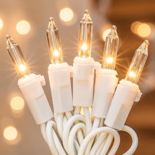 Hopolon Clear Christmas Lights 13 FT 50 Count String Lights White Wire