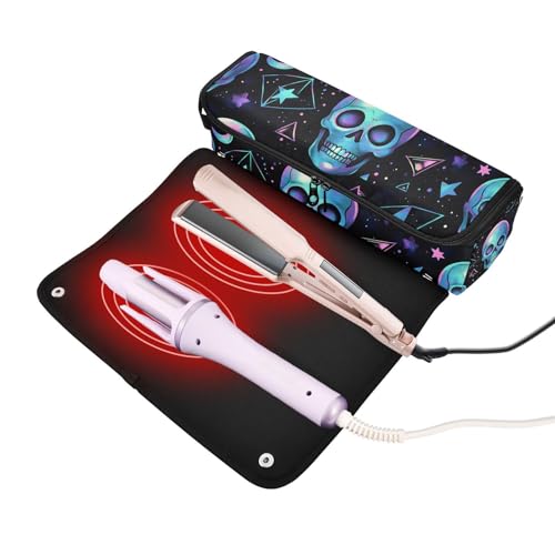 Estuche de viaje 2 en 1 para plancha rizadora y alfombrilla resistente al calor, organizador y bolsa para herramientas de cabello miniatura 2