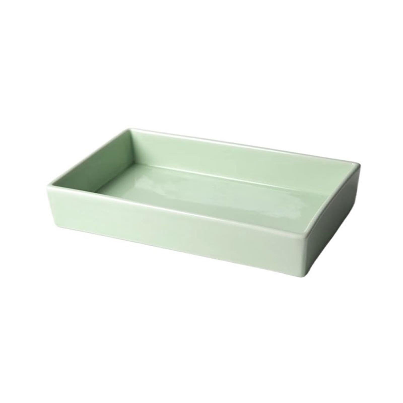 Mw9sBd8rF Shallow Flower Bowl Rectangular Minimalist Ceramic Floral Arrangement Saucer(Green)