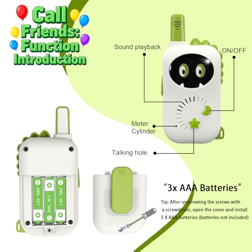 Image of Dinosaur Children's walkie Talkie, a Cartoon mini Designed Exclusive walkie Talkie, Suitable for Boys and Girls for Outdoor Exploration, Camping, Hiking Toys, Christmas, Birthday Gifts