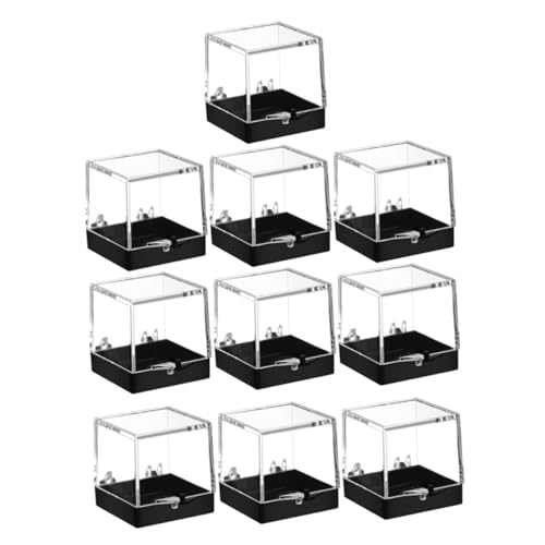 DECOMELODY Small Box for Rocks and Minerals 10pcs Square Plastic Specimen Holder for Display and Storage