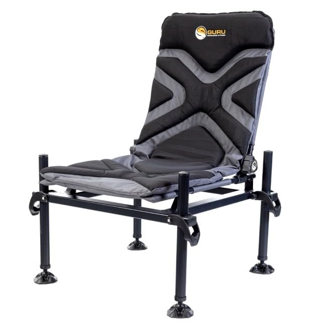 Korda Guru X-Level Accessory Chair | Coarse Fishing Chair | Level Lock Clamp System for Fast Leg Adjustment | Large 360° Mud Feet | Padded Memory Foam Mattress | Code GCA001