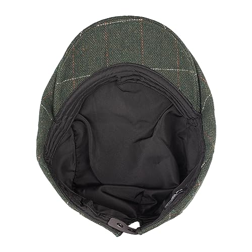 Image of The Tie Hub Wool Flat Cap for Men & Women | Adjustable Vintage Newsboy Gatsby Hat for Casual, Travel, Outdoor | Free Size Herringbone Ivy Style Cap
