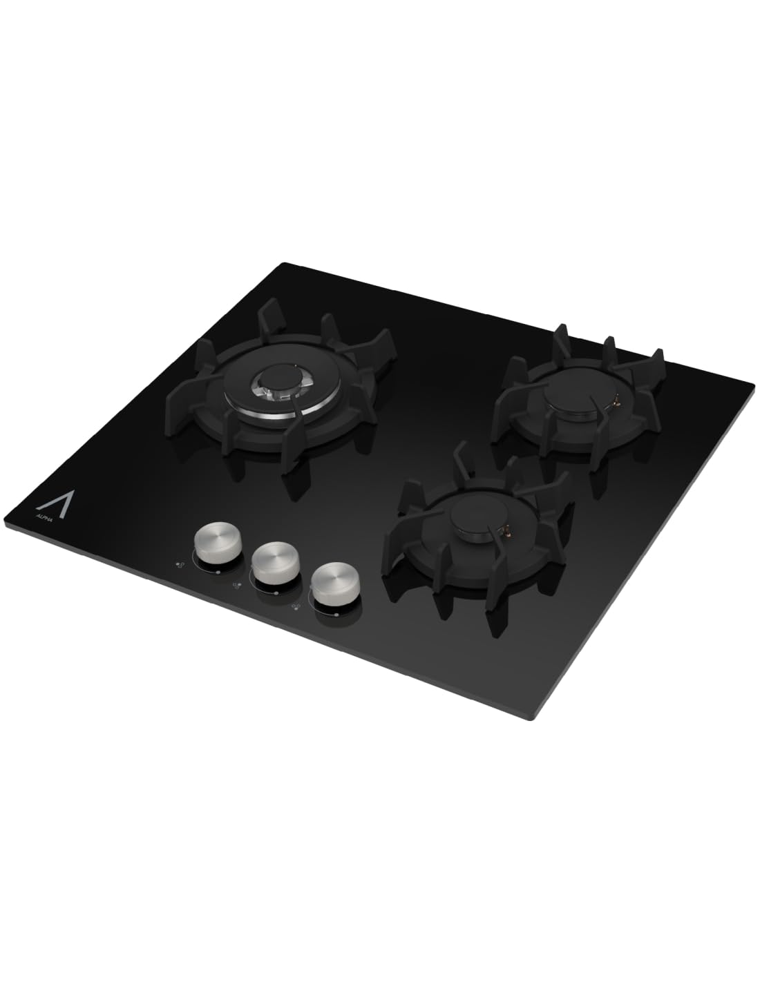 ALPHA Placa de Gas URANO ELITE Cristal Negro. Encendido Automático, Wok.