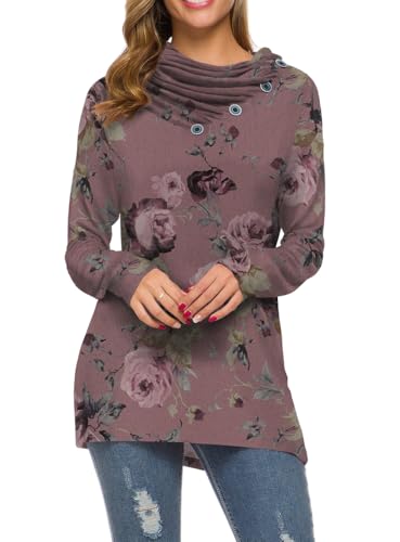 Image of WEACZZY Women's Long Sleeve Shirts Button Cowl Neck Casual Loose Tunic Tops Blouse Dressy Fashion 2026