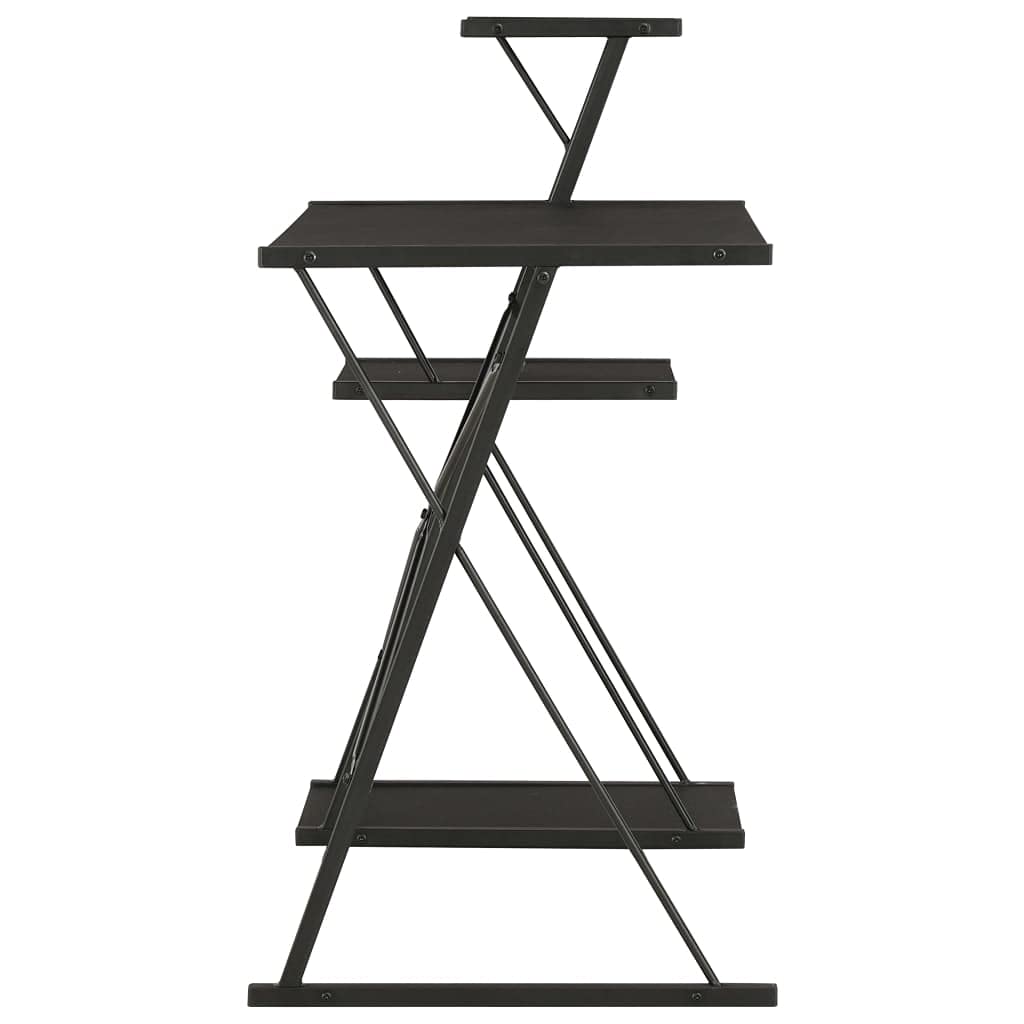 Scrivania con ripiano nero, 116 x 50 x 93 cm, scrivania per computer con gambe a forma di X, tavolo da lavoro per ufficio e casa, salvaspazio, con spazio di archiviazione e design ergonomico