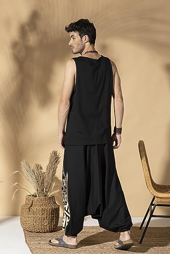 Image of The Veshti Company Printed Harem Pants for Men's Cotton Hippie Style Baggy Boho Yoga Pajama Pant with Pocket