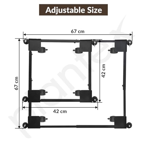 Image of Plantex Adjustable Washing Machine Stand /Fridge Trolley with Wheels /Stand for Fridge, Air Cooler, Dishwasher /Anti-Vibration Heavy Duty 170 kg Load Capacity - Black