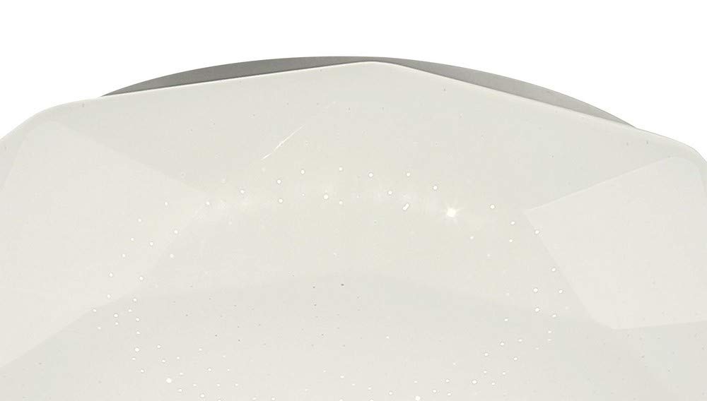 Mantra Iluminación. Modelo DIAMANTE II. Plafón de techo en forma de talla de diamante de 51,5 cm de diámetro en color blanco. Fuente de luz LED de 54W 3000K 3900lm